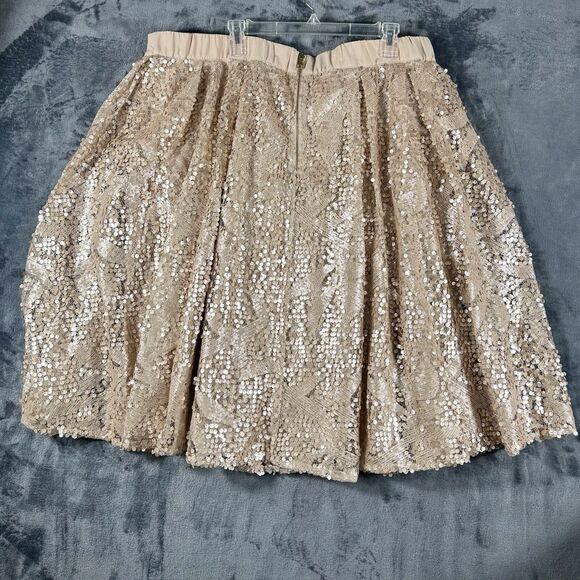 Eloquii Sz 22 Sequin Tutu Flippy Formal Festive Midi Skirt Gold Cream Holiday - Picture 7 of 12